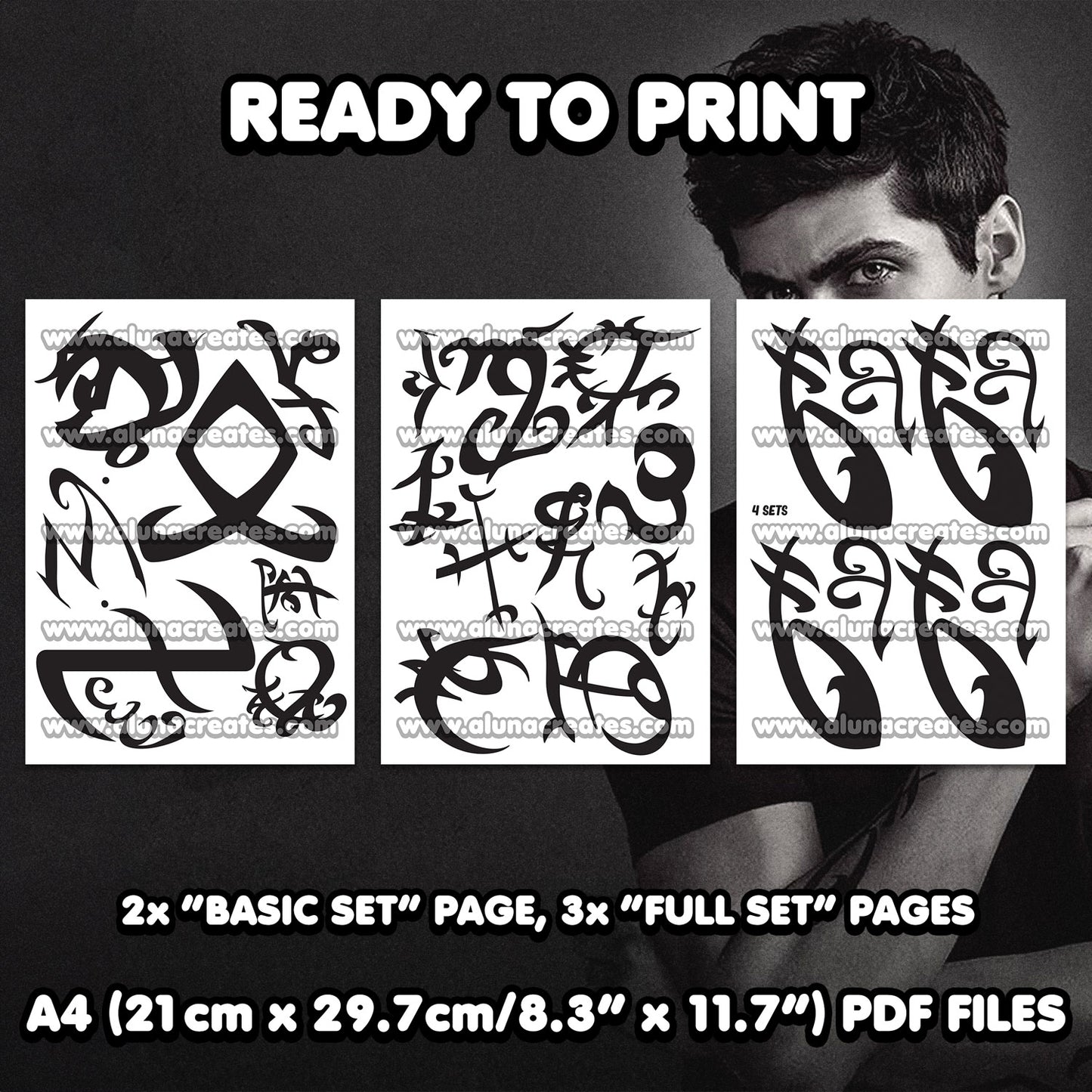 Alec Lightwood - Shadowhunters | READY TO PRINT .PDF TATTOOS | FULL SET - AlunaCreates