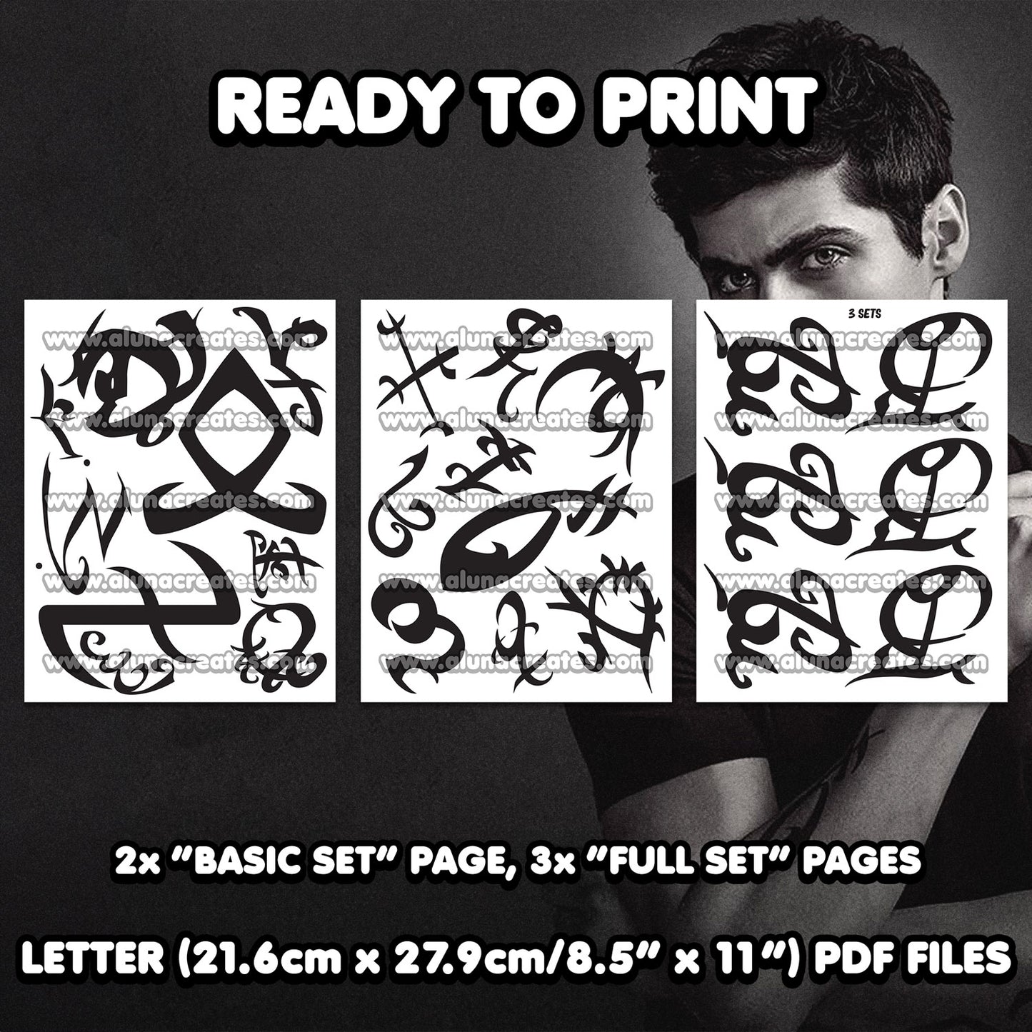 Alec Lightwood - Shadowhunters | READY TO PRINT .PDF TATTOOS | FULL SET - AlunaCreates