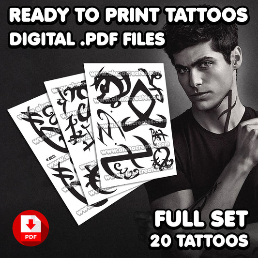Alec Lightwood - Shadowhunters | READY TO PRINT .PDF TATTOOS | FULL SET - AlunaCreates
