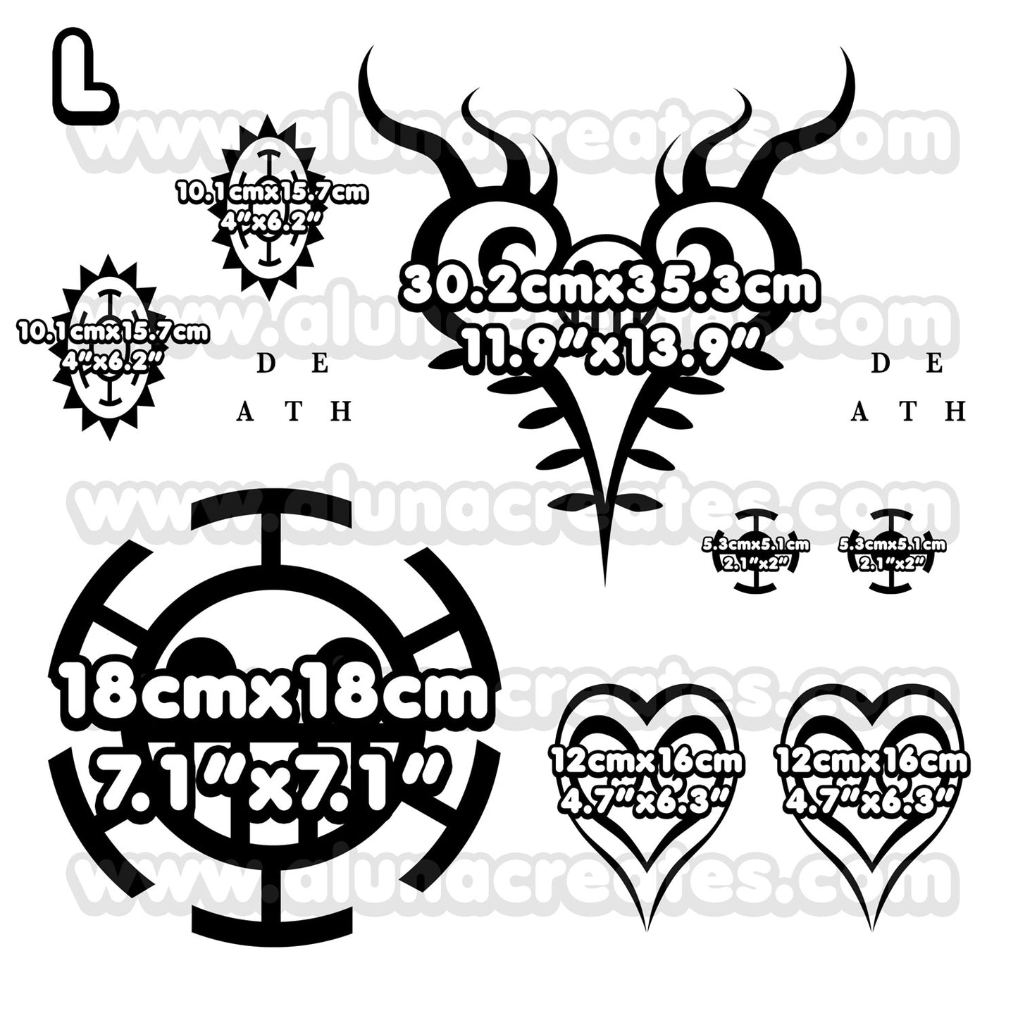 Trafalgar D. Water Law - One Piece | READY TO PRINT .PDF TATTOOS | FULL SET - AlunaCreates