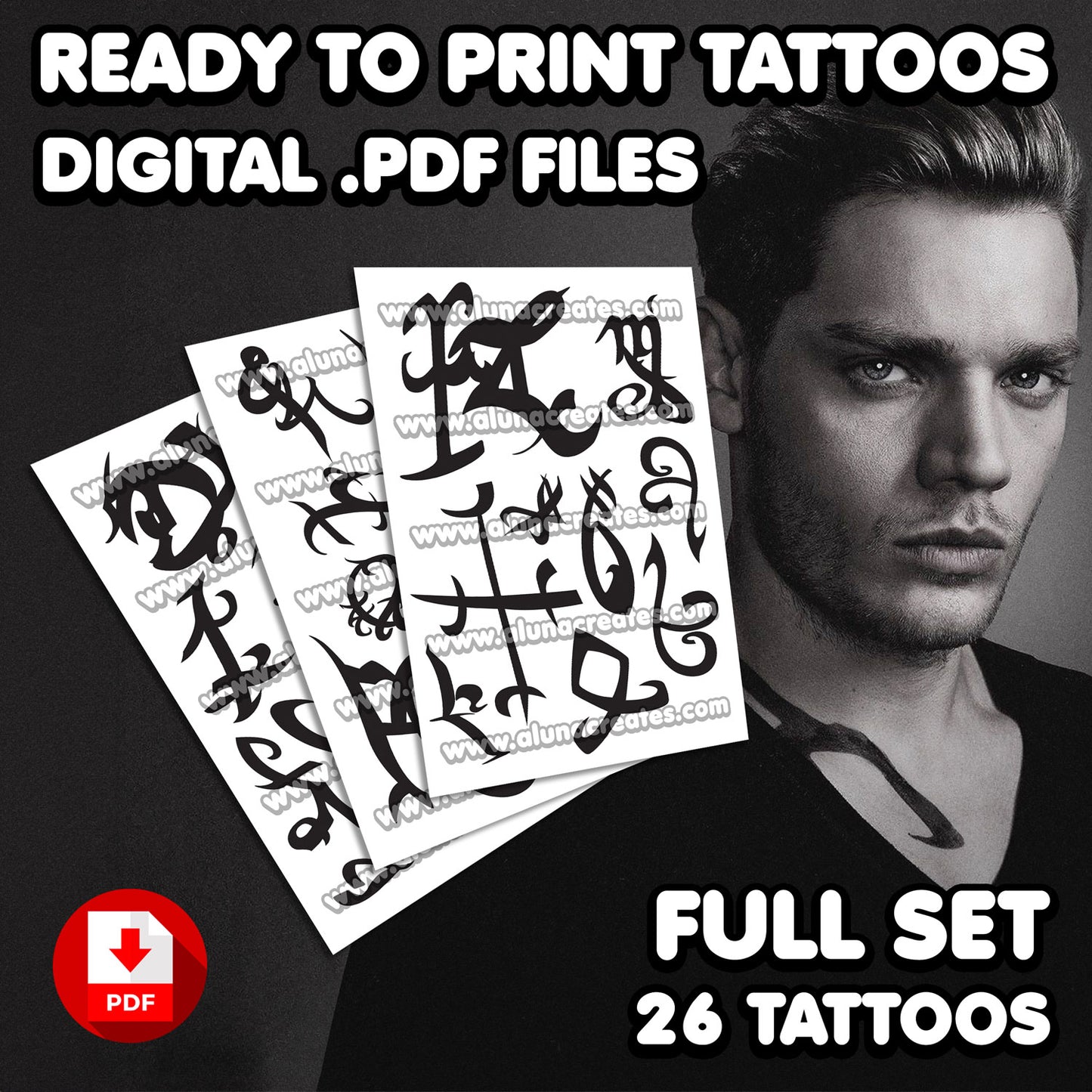Jace Wayland - Shadowhunters | READY TO PRINT .PDF TATTOOS | FULL SET - AlunaCreates