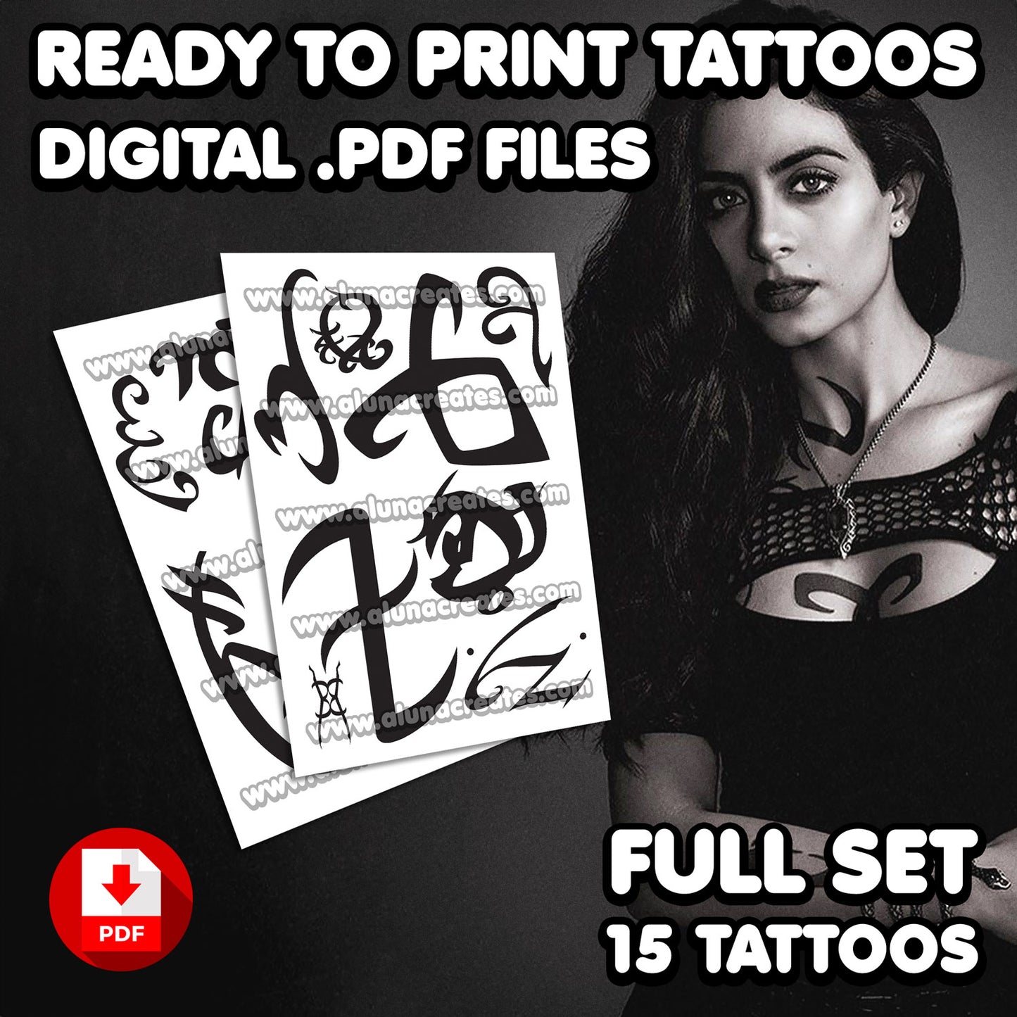Isabelle Lightwood - Shadowhunters | READY TO PRINT .PDF TATTOOS | FULL SET - AlunaCreates