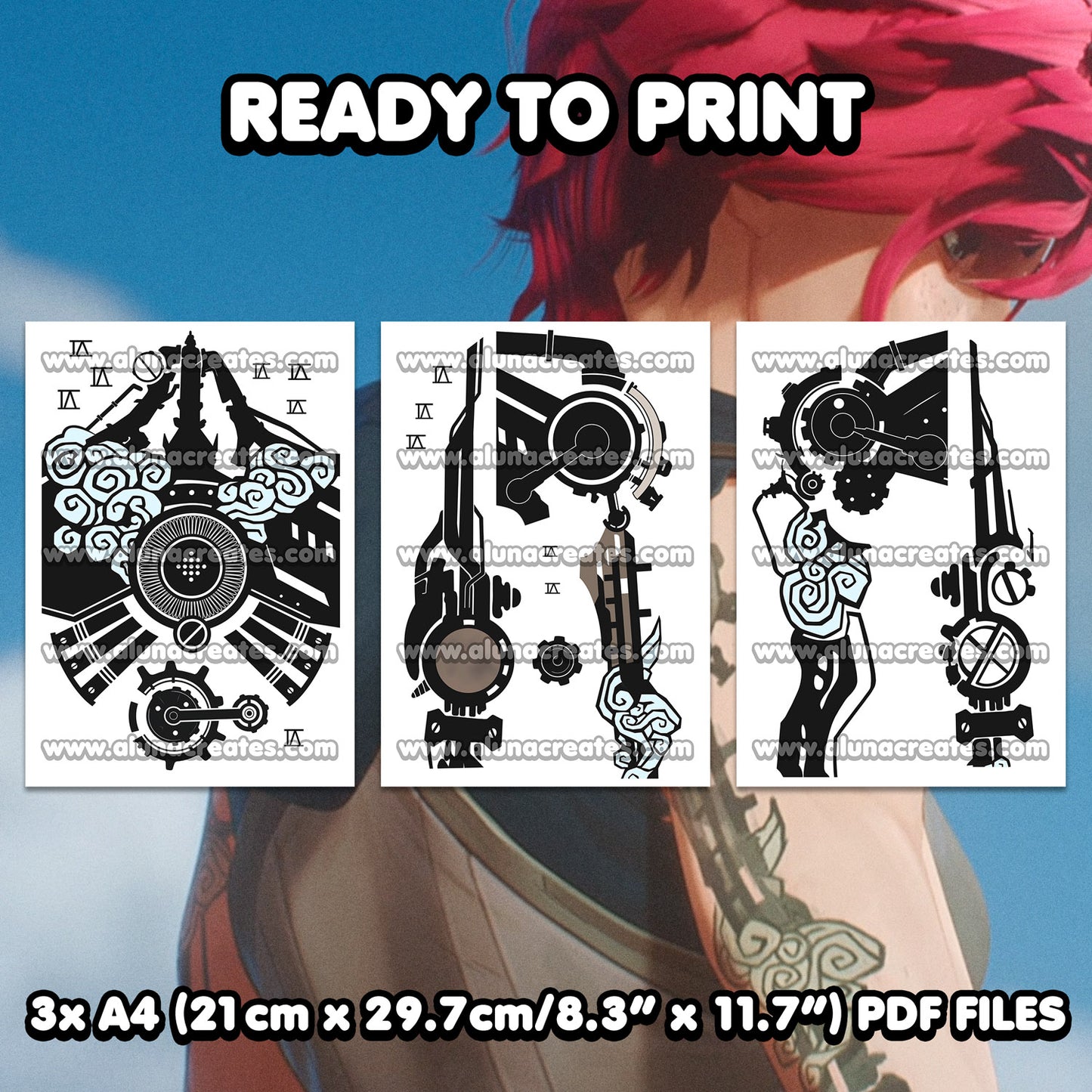 Vi - Arcane | READY TO PRINT .PDF TATTOOS | FULL BACK - AlunaCreates