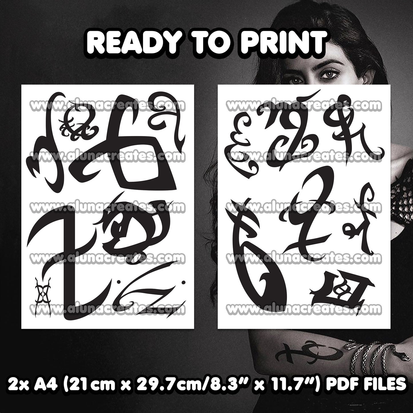 Isabelle Lightwood - Shadowhunters | READY TO PRINT .PDF TATTOOS | FULL SET - AlunaCreates