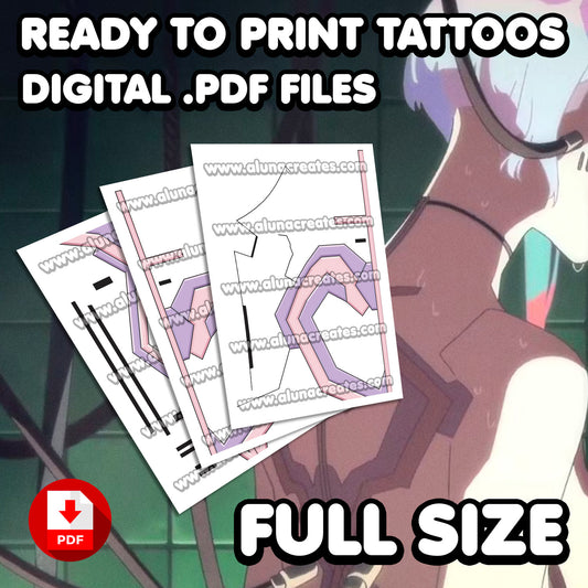 Lucy Kushinada - Cyberpunk: Edgerunners | READY TO PRINT .PDF TATTOOS | FULL SET - AlunaCreates