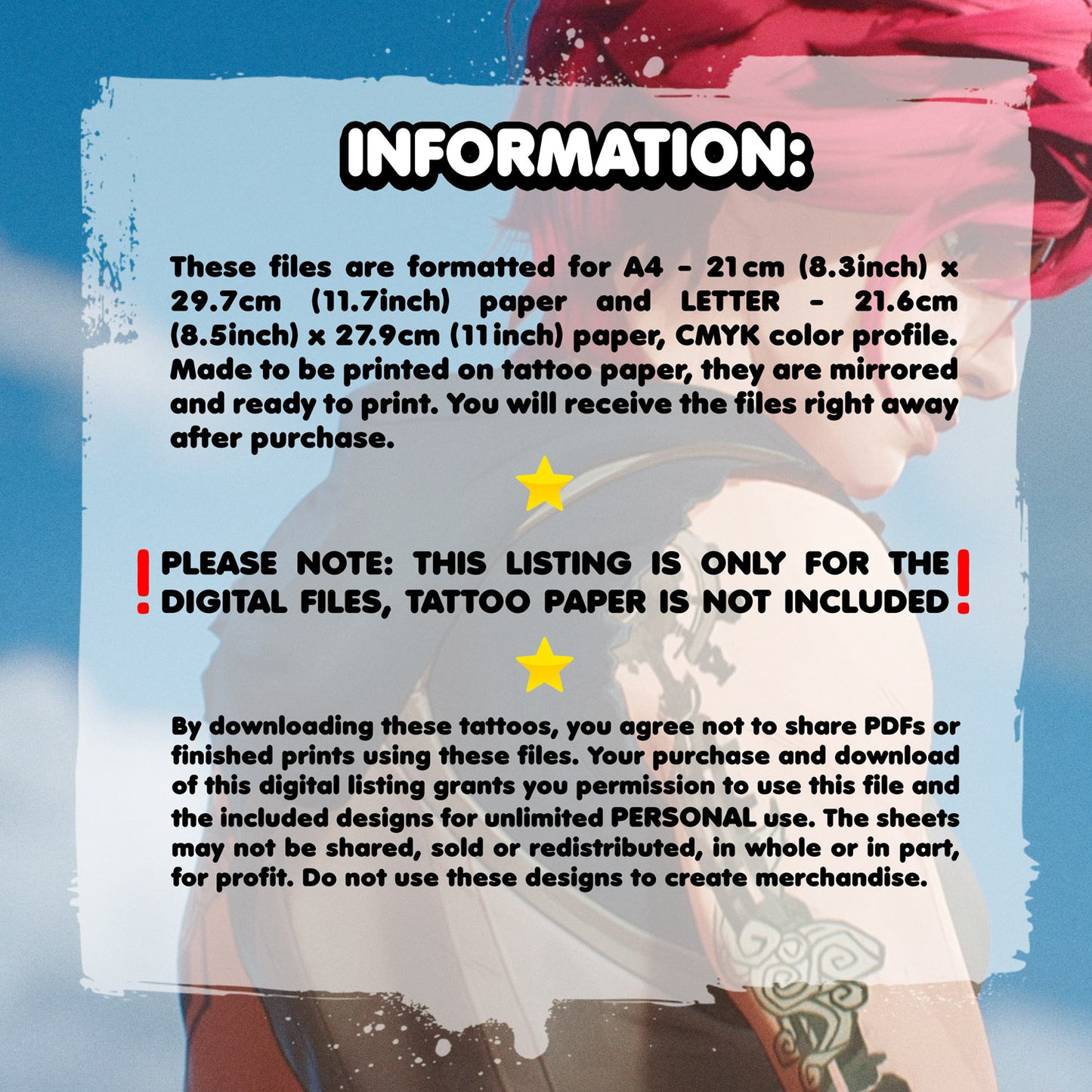 Vi - Arcane | READY TO PRINT .PDF TATTOOS | FULL BACK - AlunaCreates