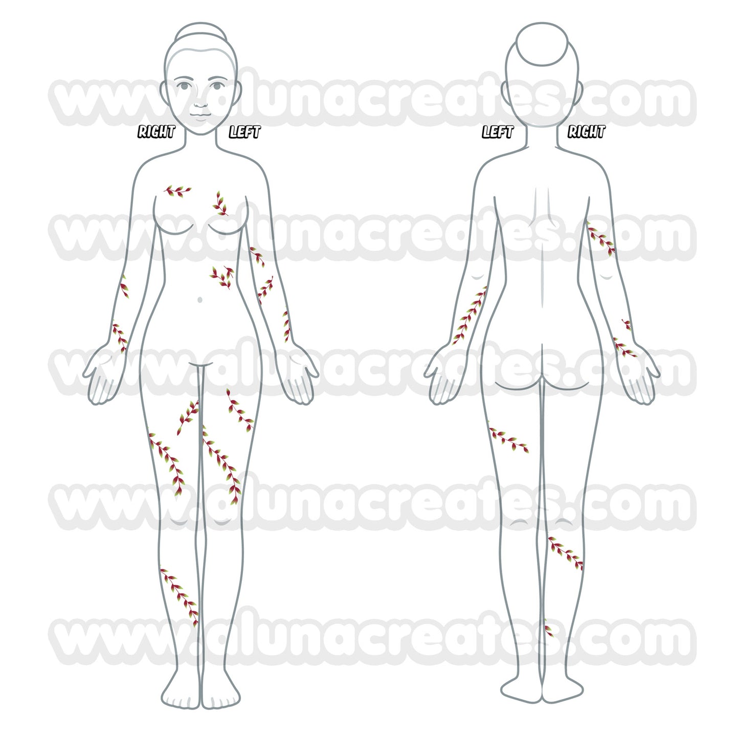 Nezuko Kamado - Demon Slayer | READY TO PRINT .PDF TATTOOS | FULL SET - AlunaCreates