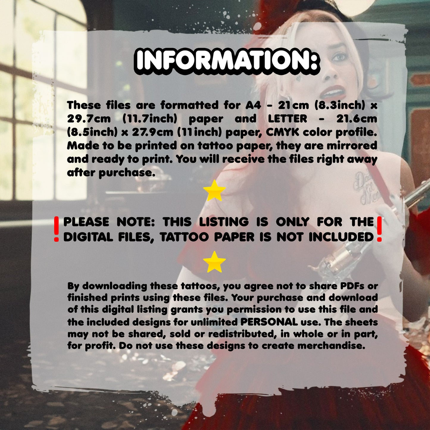Harley Quinn (Red Dress) - The Suicide Squad | READY TO PRINT .PDF TATTOOS | FULL SET - AlunaCreates