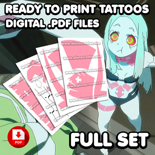 Rebecca - Cyberpunk: Edgerunners | READY TO PRINT .PDF TATTOOS | FULL SET - AlunaCreates