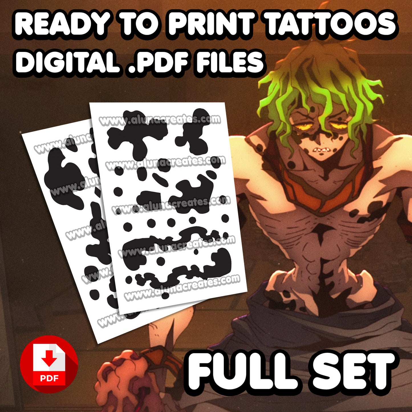 Gyutaro - Demon Slayer | READY TO PRINT .PDF TATTOOS | FULL SET - AlunaCreates