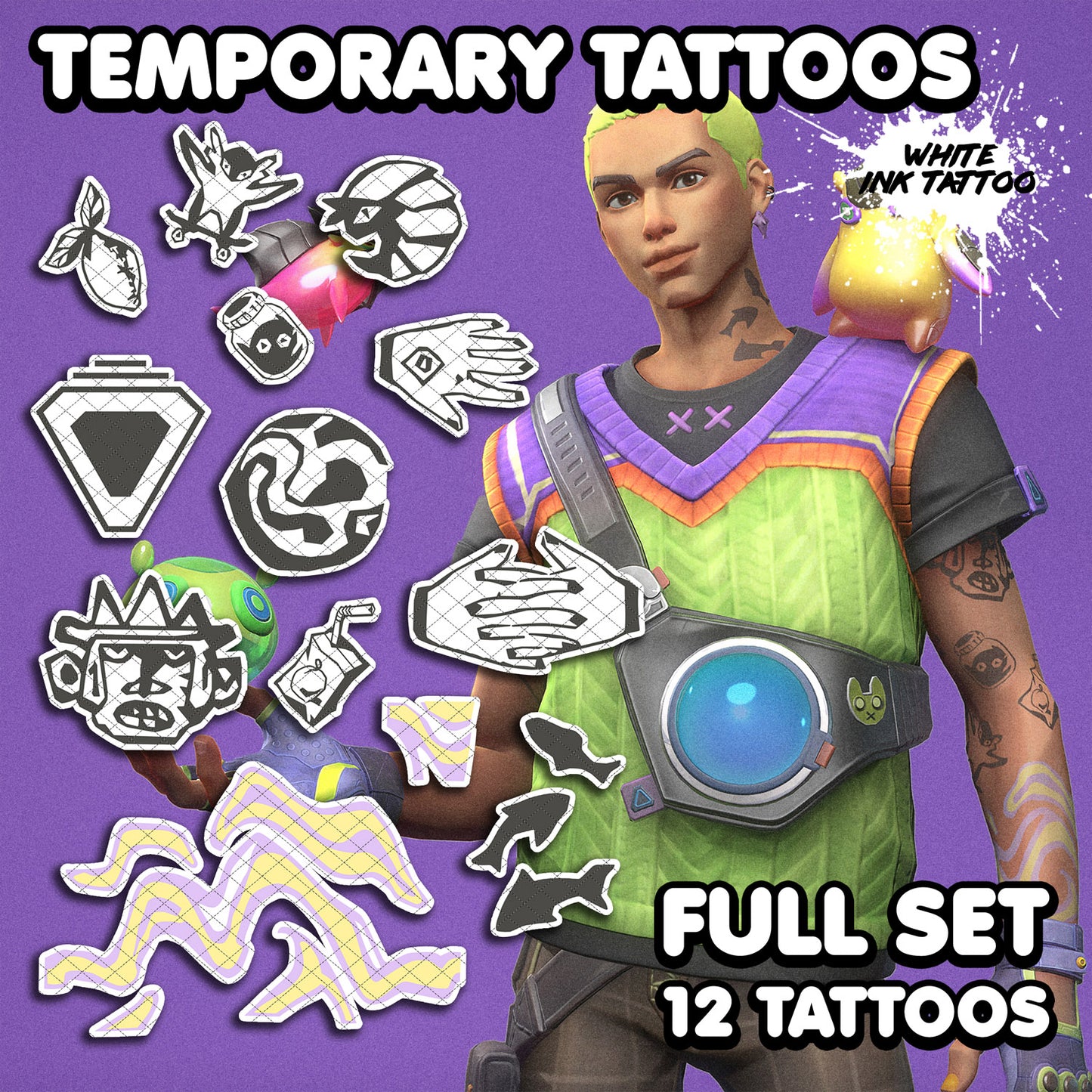 Gekko | Tatuajes Temporales | SET COMPLETO - AlunaCreates