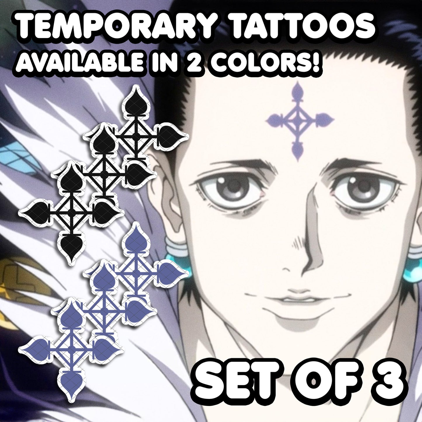 Chrollo Lucilfer - HunterxHunter | Temporary Tattoos | SET OF 3 - AlunaCreates