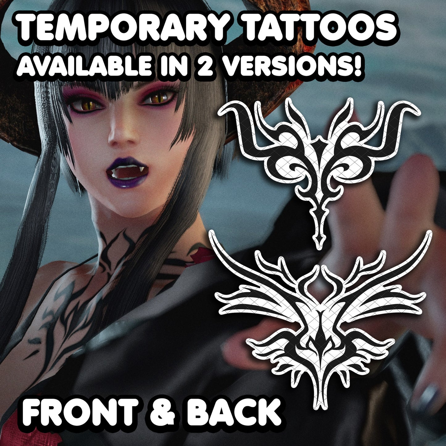 Eliza - Tekken | Temporäre Tätowierungen | VORNE & BACK - AlunaCreates