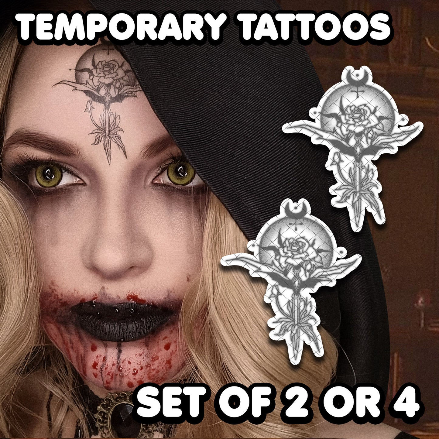 Bela, Daniela, Cassandra Dimitrescu – Resident Evil VIII | Temporäre Tattoos | 2er- oder 4er-Set – AlunaCreates