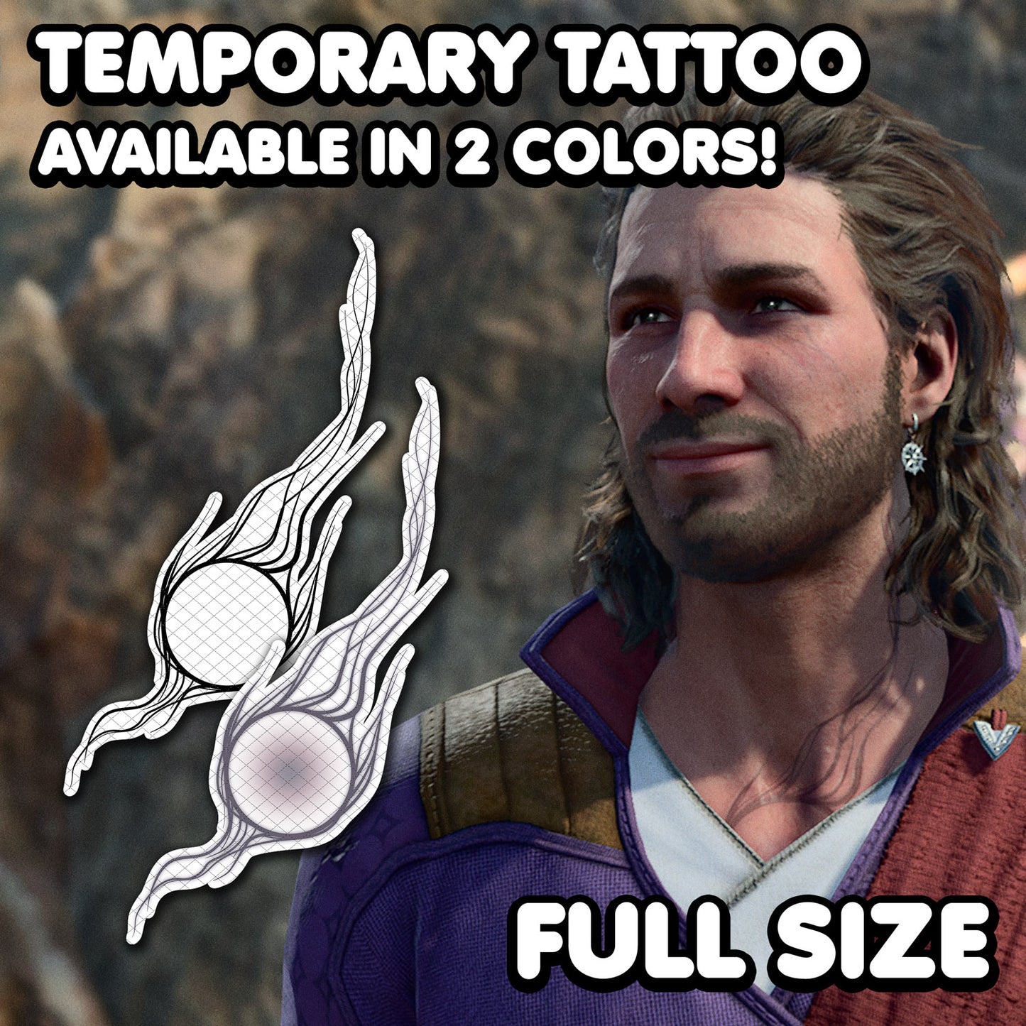 Gale Dekarios - Baldur's Gate 3 | Temporary Tattoo | FULL SIZE - AlunaCreates