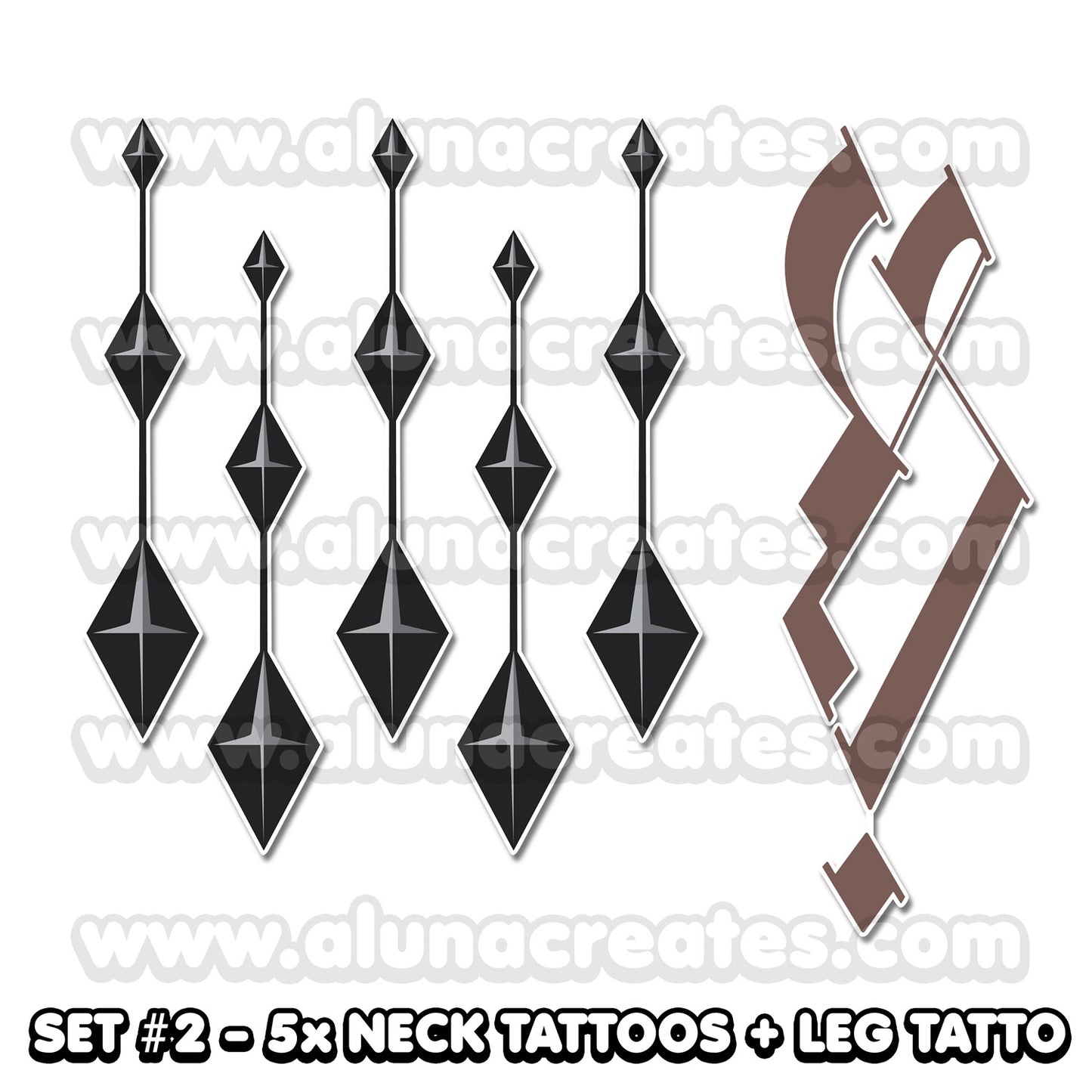 La Signora - Genshin Impact | Temporary Tattoos | FULL SET - AlunaCreates