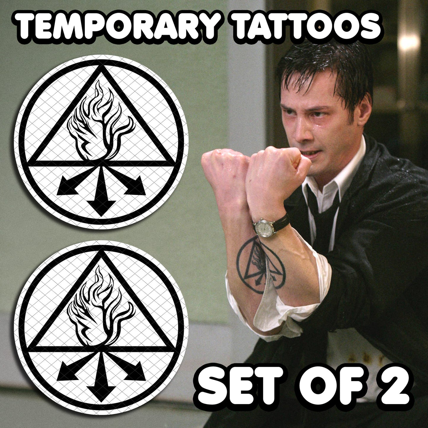 John Constantine - Constantine | Temporary Tattoos | SET OF 2 - AlunaCreates