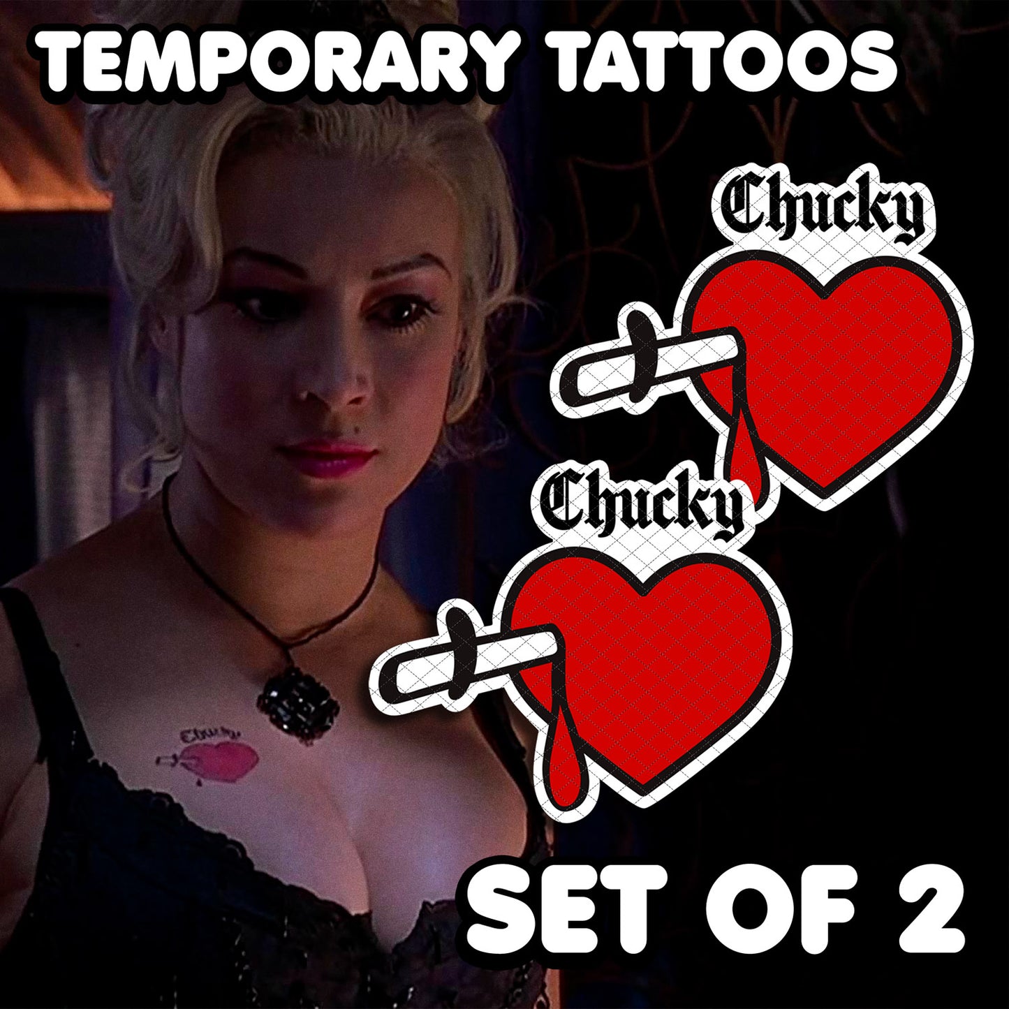 Tiffany Valentine-Die Braut von Chucky | Temporäre Tätowierungen | SET OF 2 - AlunaCreates