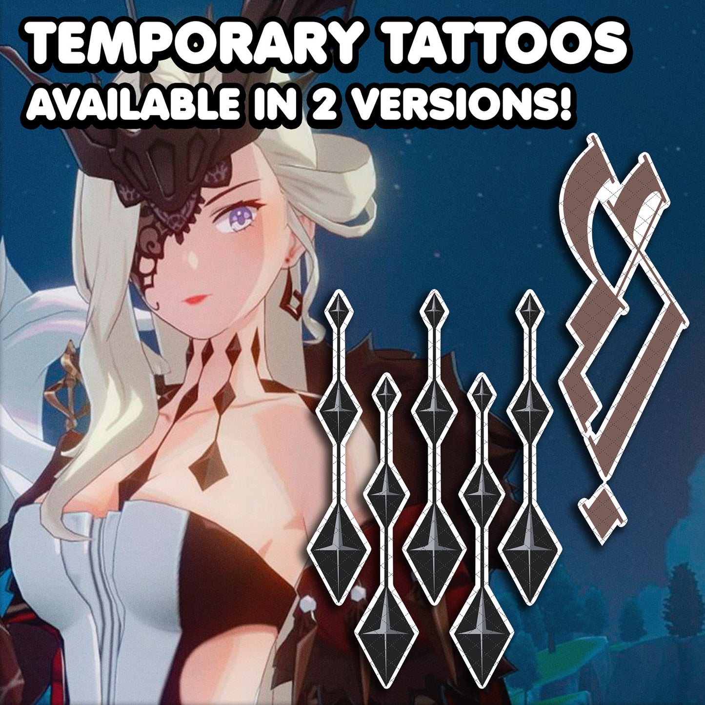 La Signora - Genshin Impact | Temporary Tattoos | FULL SET - AlunaCreates