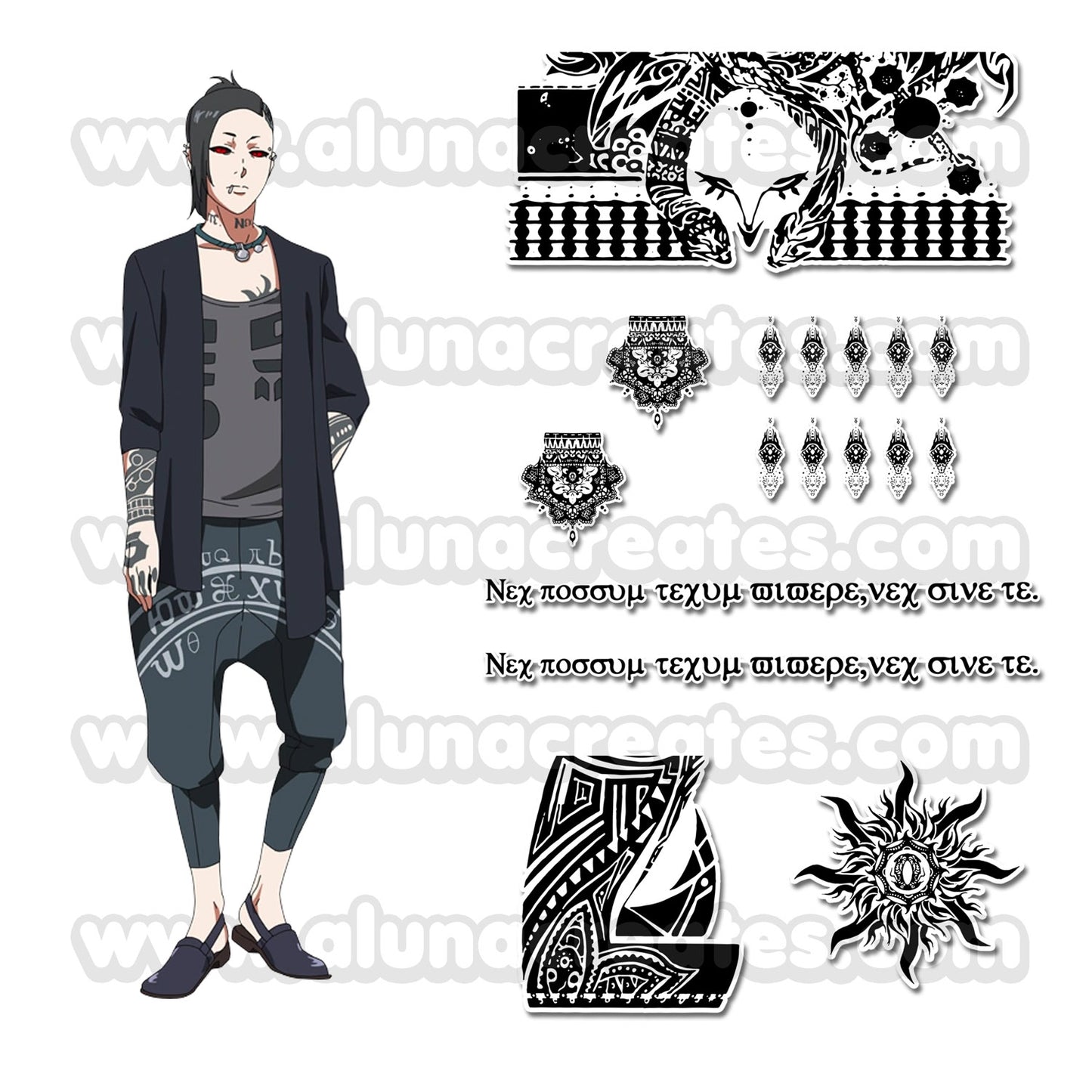 Uta - Tokyo Ghoul | Temporary Tattoos | FULL SET - AlunaCreates