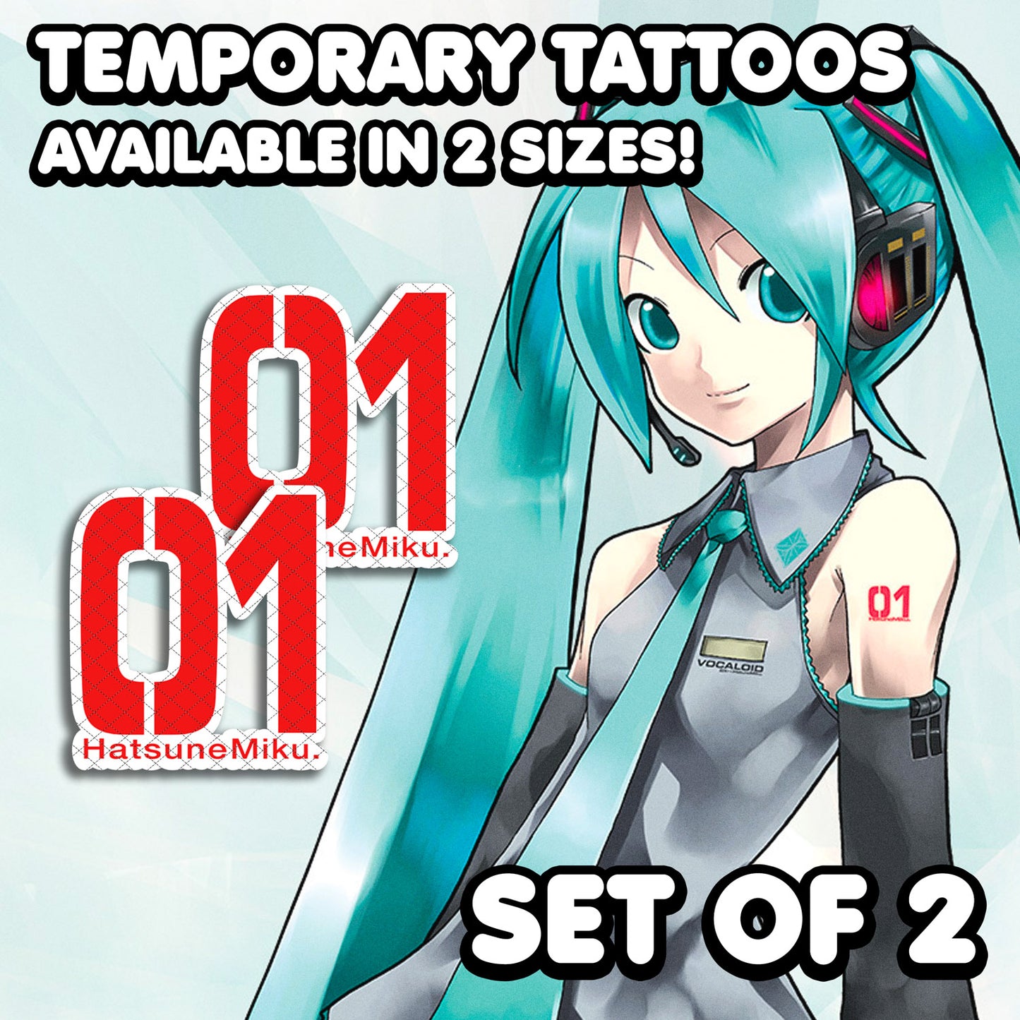 Miku Hatsune | Tatouages temporaires | LOT DE 2 - AlunaCreates