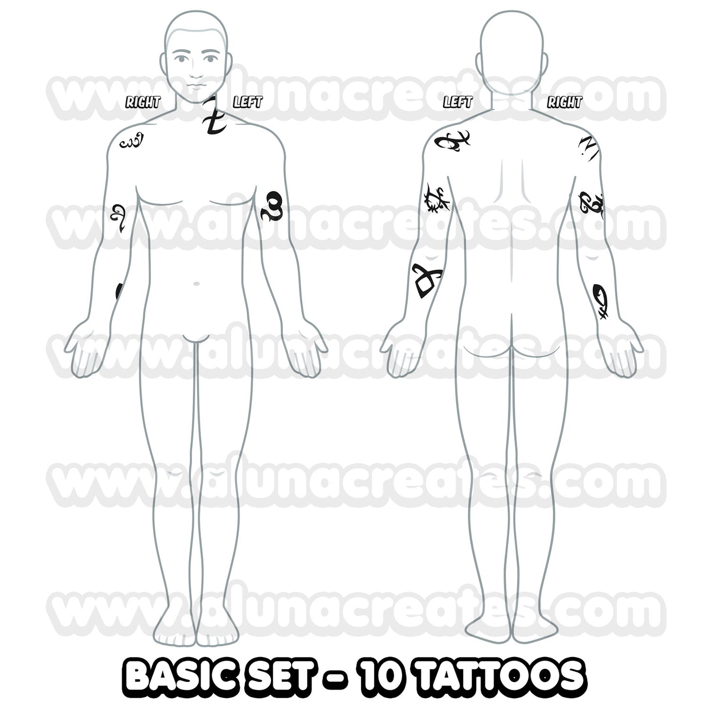 Alec Lightwood - Shadowhunters | READY TO PRINT .PDF TATTOOS | FULL SET - AlunaCreates