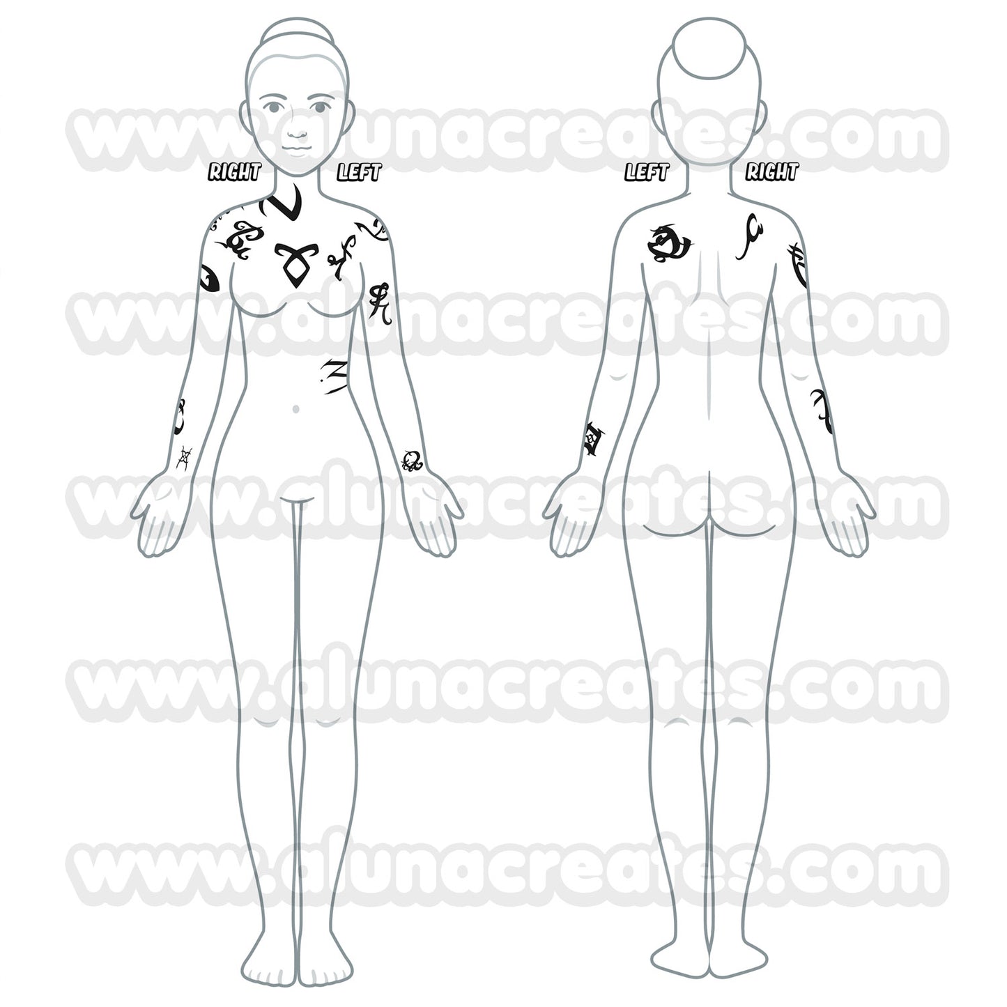 Isabelle Lightwood - Shadowhunters | READY TO PRINT .PDF TATTOOS | FULL SET - AlunaCreates