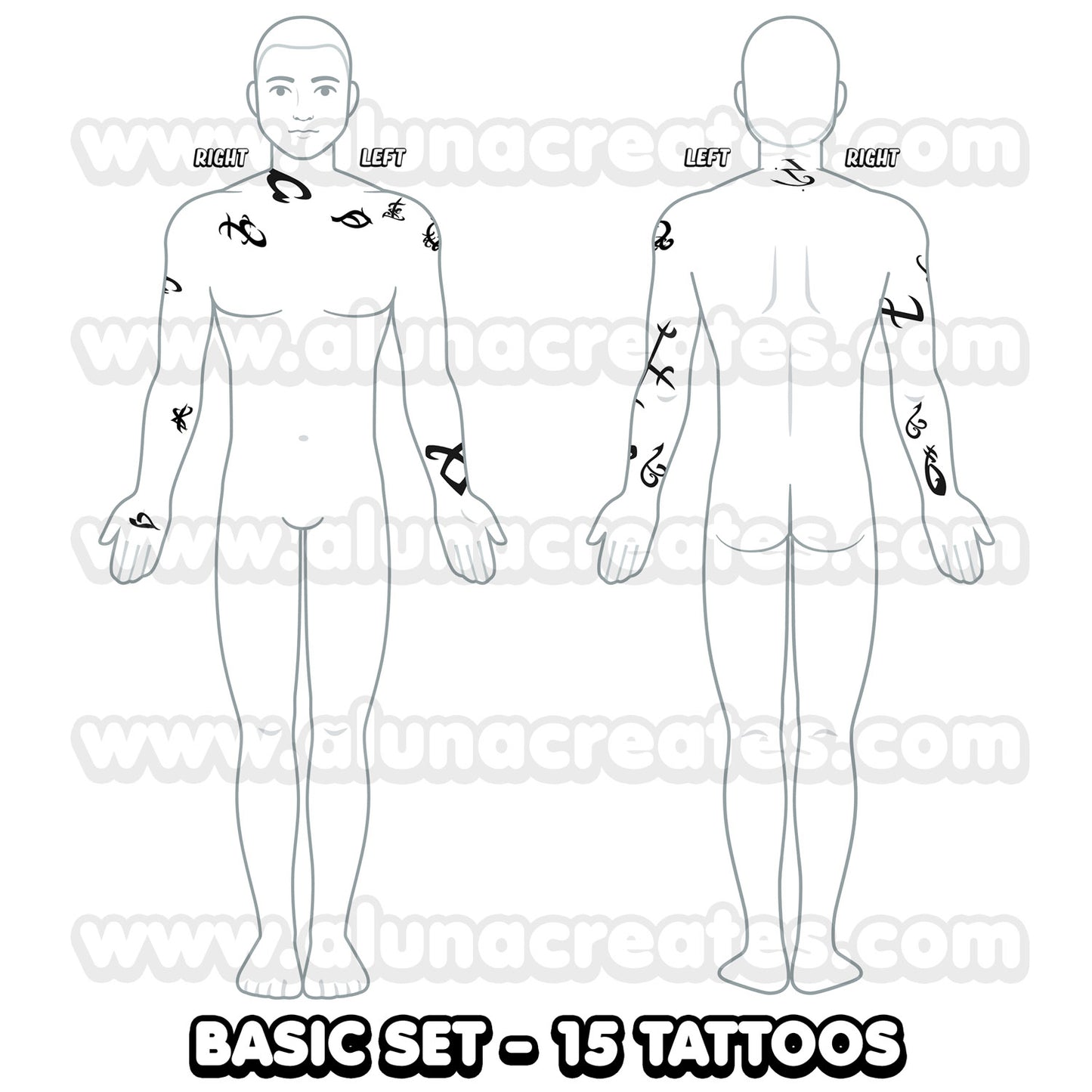 Jace Wayland - Shadowhunters | READY TO PRINT .PDF TATTOOS | FULL SET - AlunaCreates