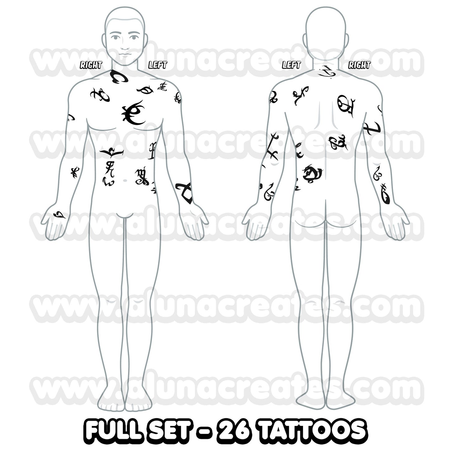Jace Wayland - Shadowhunters | READY TO PRINT .PDF TATTOOS | FULL SET - AlunaCreates