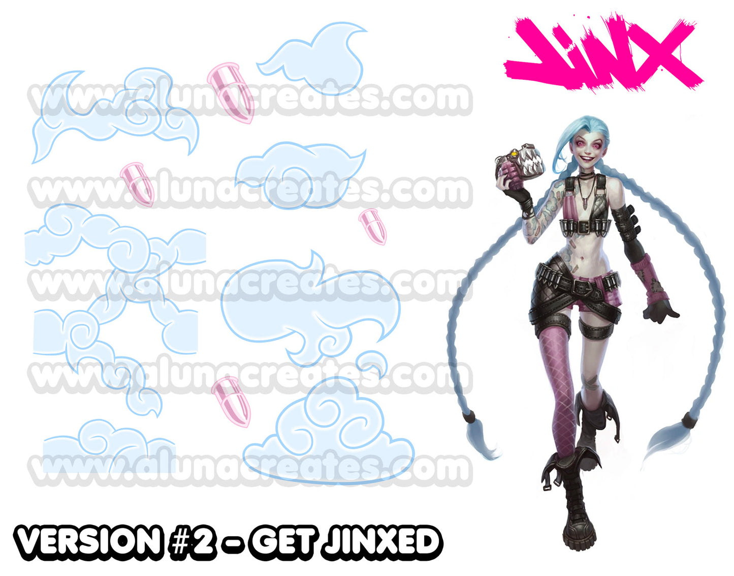 Jinx - League of Legends | Temporary Tattoos | FULL SET - AlunaCreates