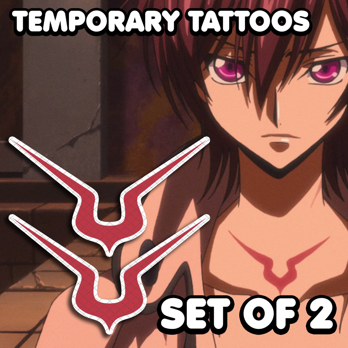 Lelouch Lamperouge - Code Geass | Temporary Tattoos | SET OF 2 - AlunaCreates