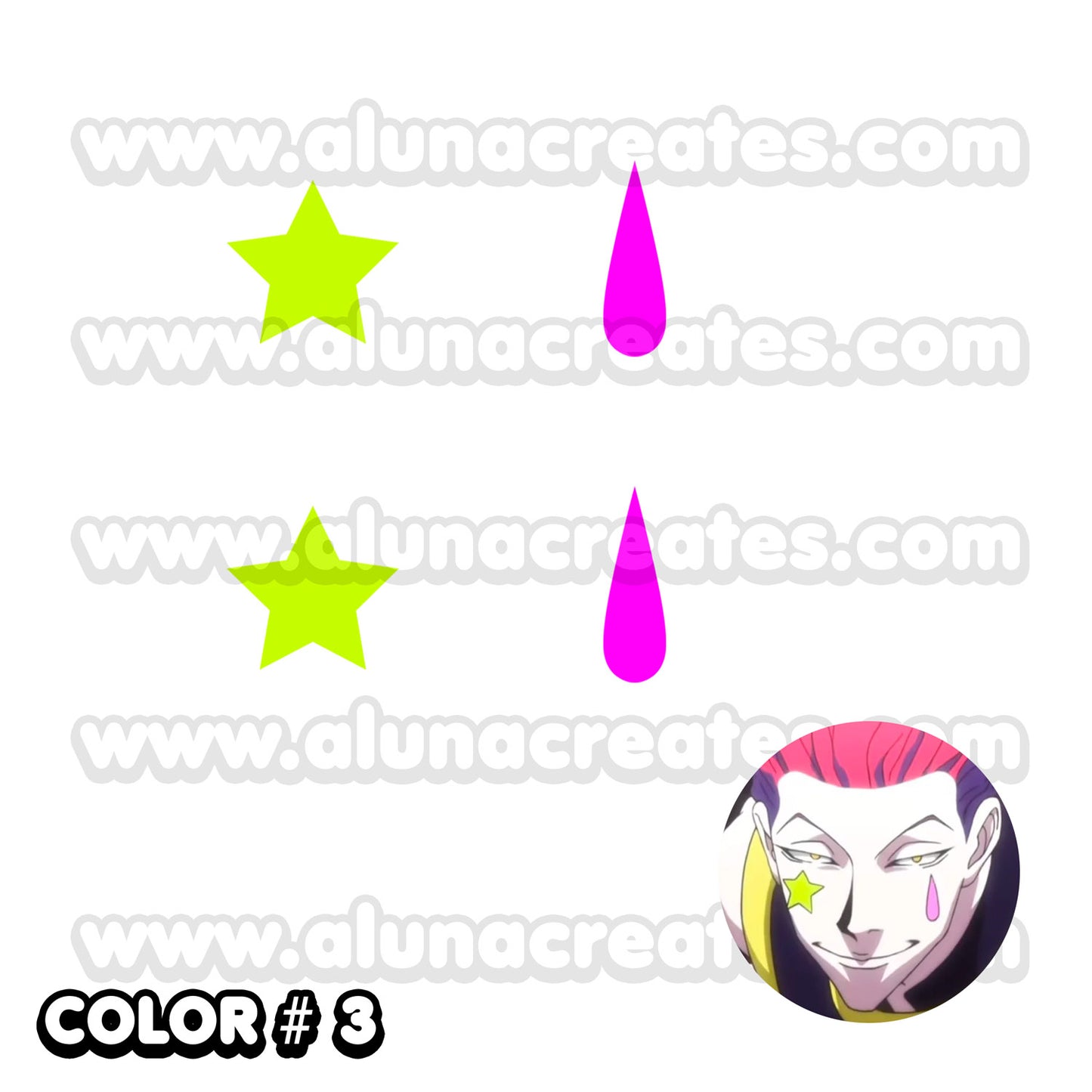 Hisoka Morow - HunterxHunter | Temporary Tattoos | 4 TATTOOS - AlunaCreates