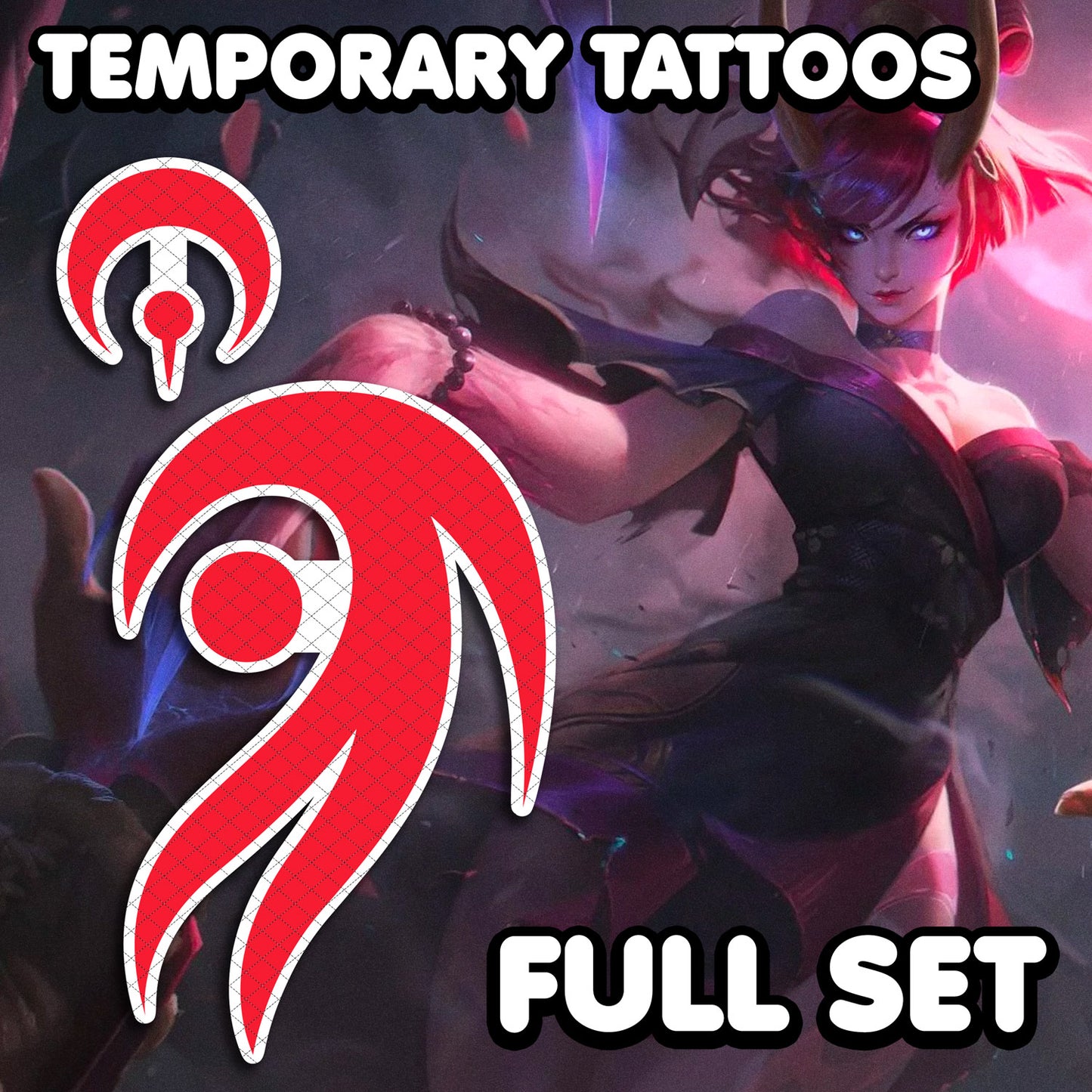 Blood Moon Evelynn - League of Legends | Temporary Tattoos | FULL SIZE - AlunaCreates