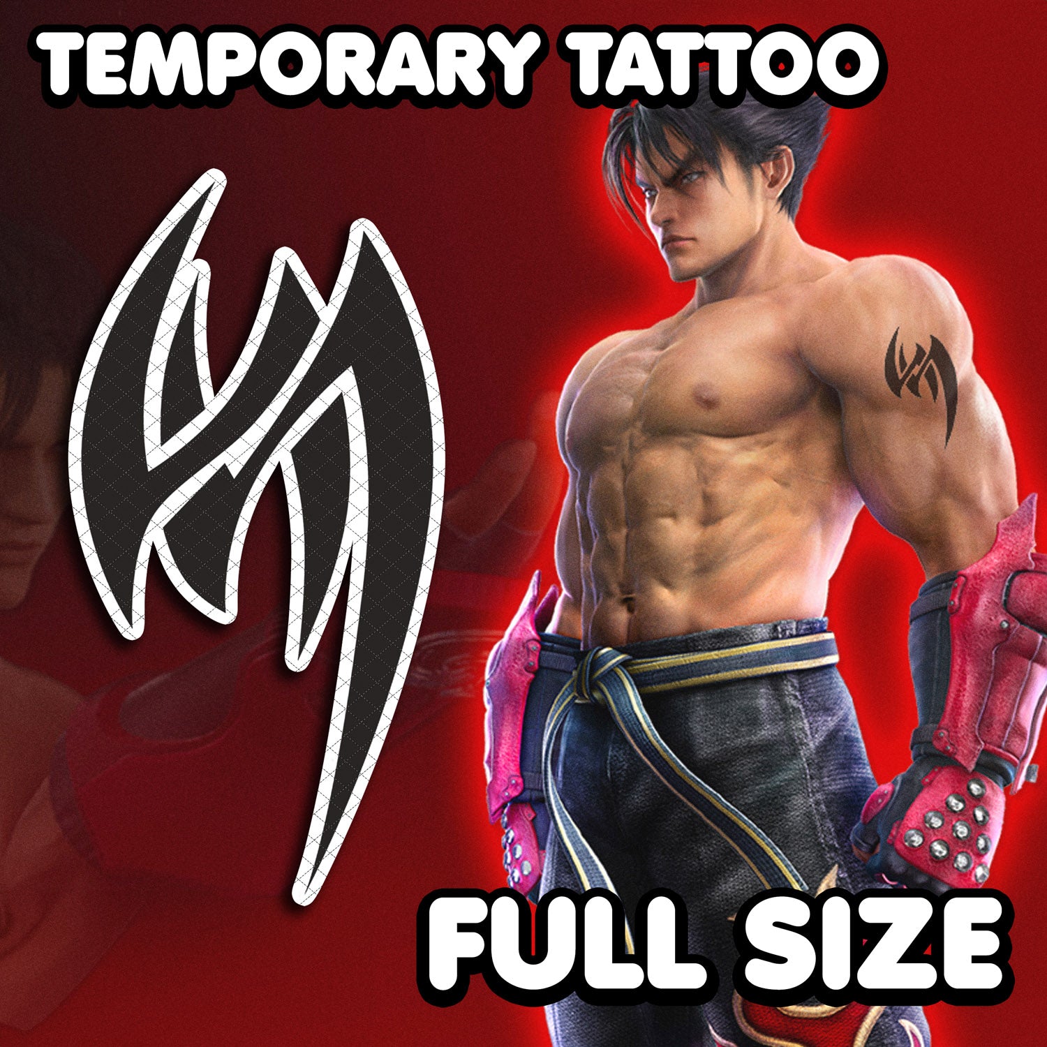 Jin Kazama Tekken Temporary Tattoo AlunaCreates