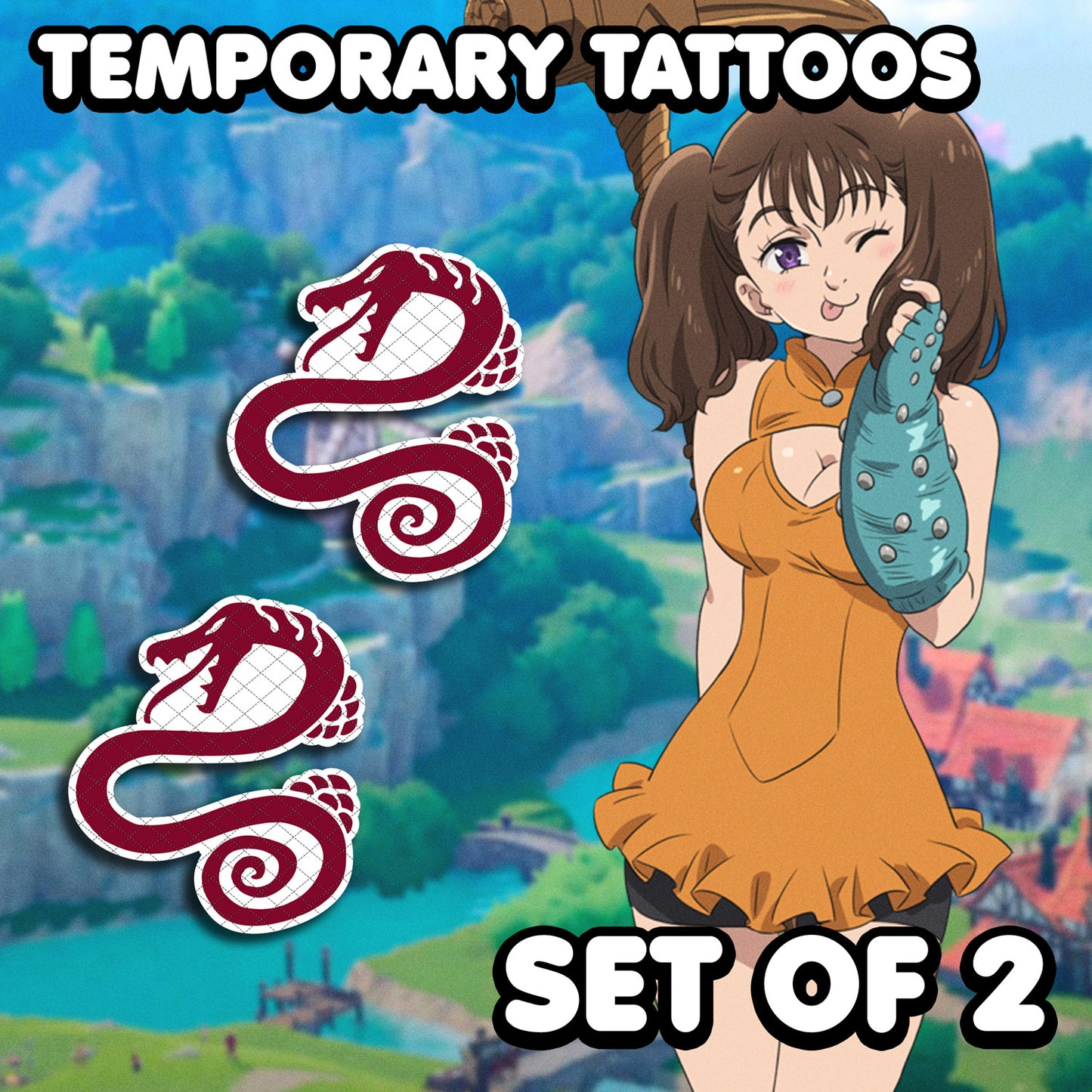 Diane (Neid) – 7 Todsünden | Temporäre Tattoos | 2er-Set – AlunaCreates