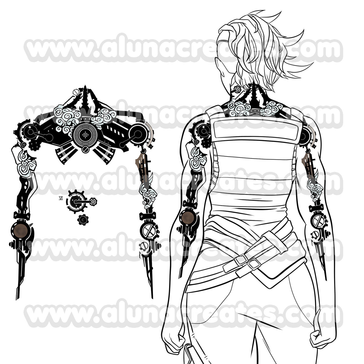 Vi - Arcane | READY TO PRINT .PDF TATTOOS | FULL BACK - AlunaCreates