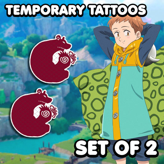 King (Sloth) - 7 Deadly Sins | Temporary Tattoos | SET OF 2 - AlunaCreates