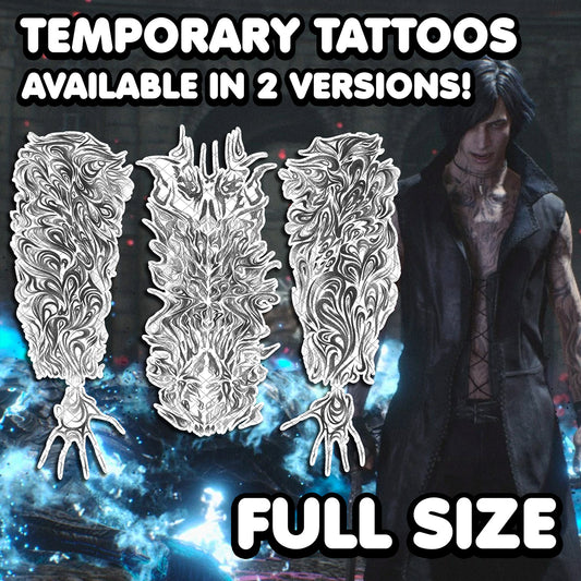 V - Devil May Cry 5 | Temporary Tattoos | FULL SIZE - AlunaCreates
