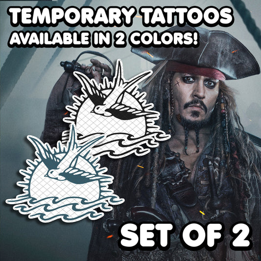 Jack Sparrow - Pirates of the Caribbean | Temporary Tattoos | SET OF 2 - AlunaCreates