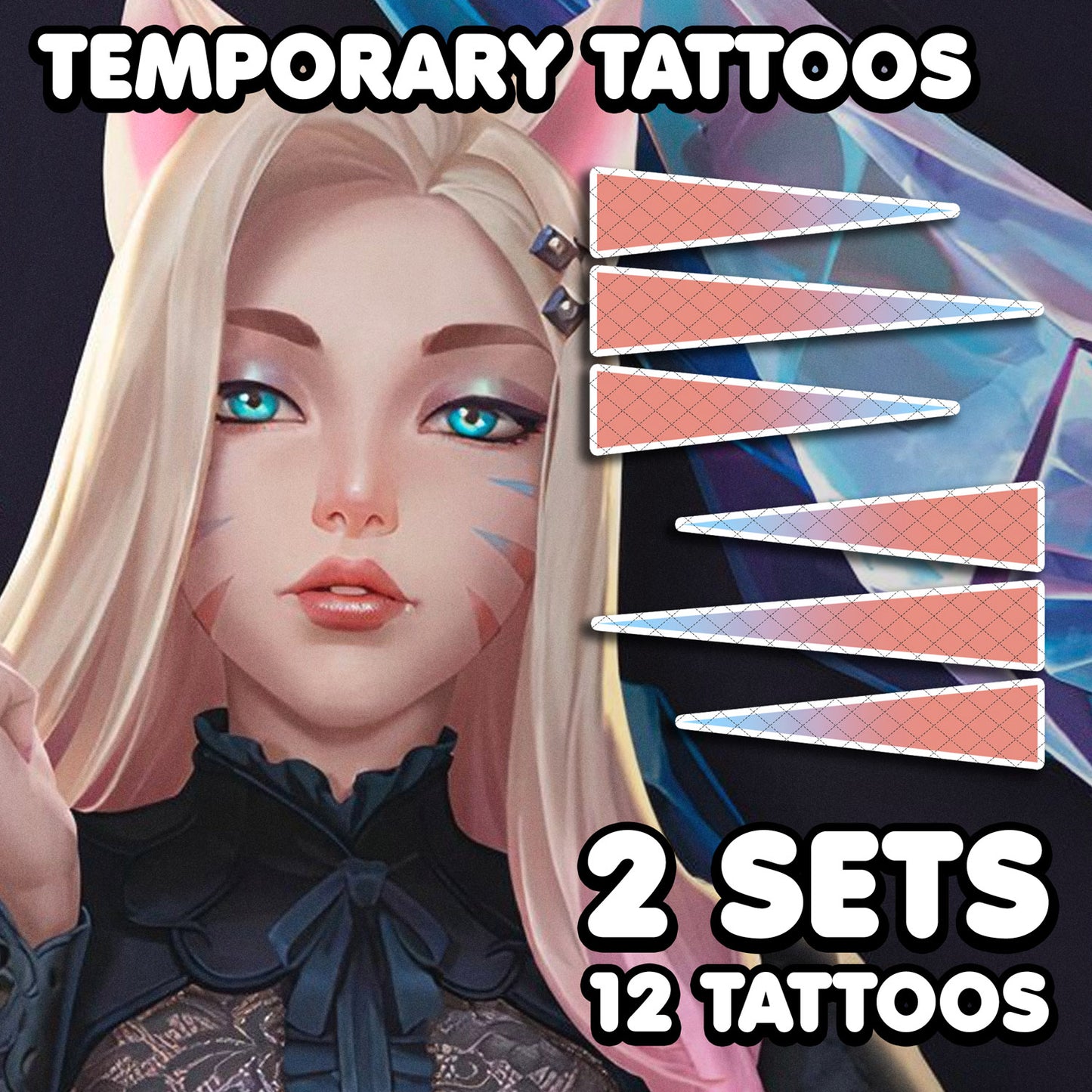 Ahri - K/DA DAS SCHLECHTESTE | Temporäre Tattoos | 12 TATTOOS - AlunaCreates