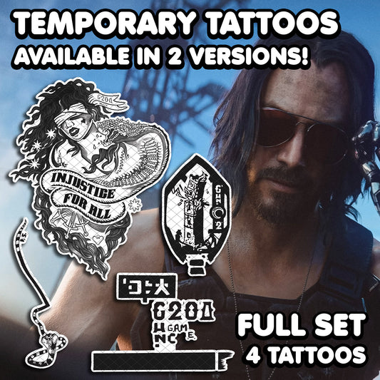 Johnny Silverhand | tymczasowe tatuaże | PEŁNY ZESTAW - AlunaCreates